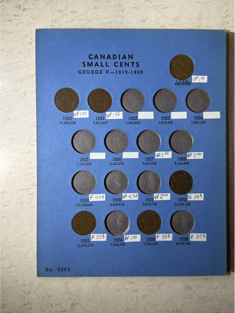 45 Canada Small Cents 1920-1972 Whitman Album Canadian Pennies Coin Collection